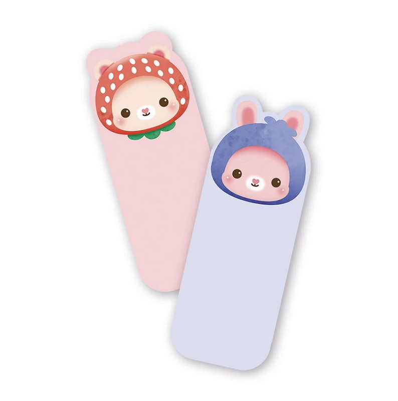 Set di cancelleria per bambini con quaderni, post-it, gomme, evidenziatori e adesivi, il tutto in tenero stile kawaii